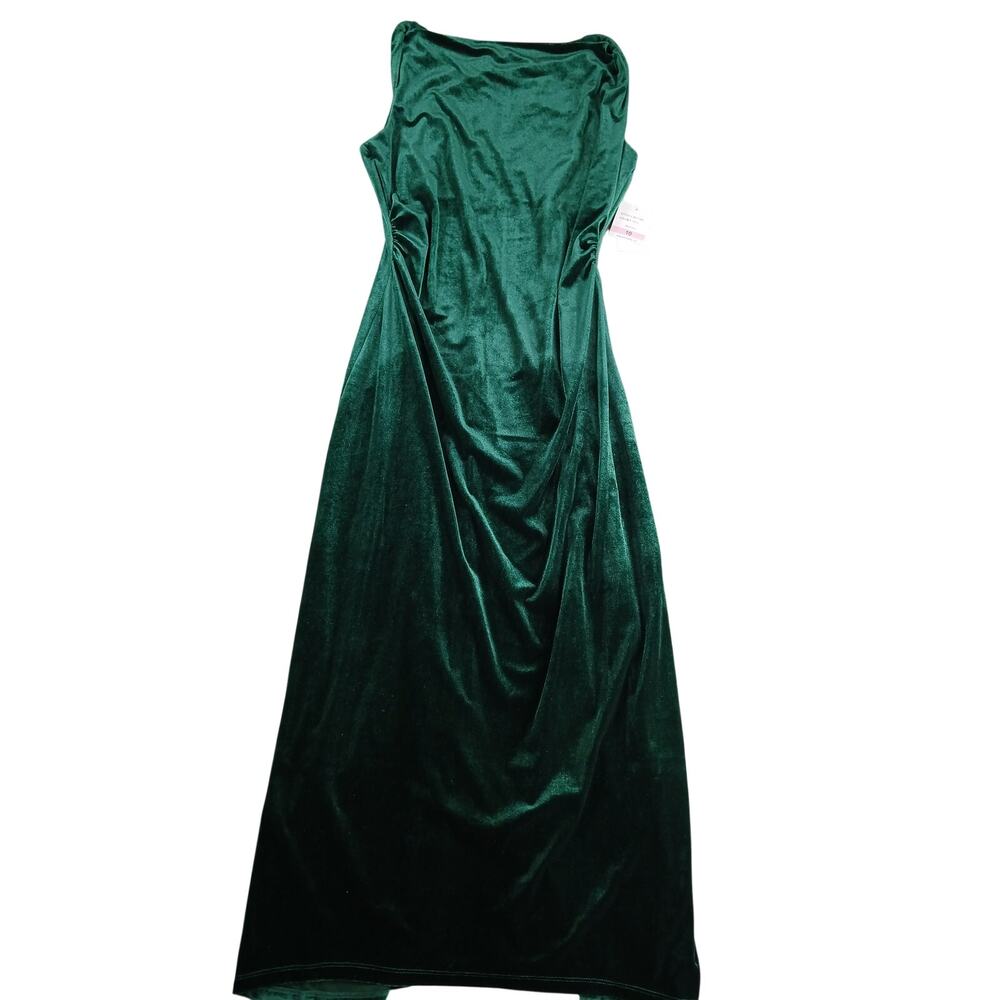 Taylor Dress Womens 10 Green Maxi Sleeveless Formal Velvet Drape Kohl's NWT